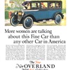 The Fine New Overland With Six Cylinders Ad (April, 1925) – More women are talking about this Fine Car than any other Car in America – Illustrated by C.L.Cole