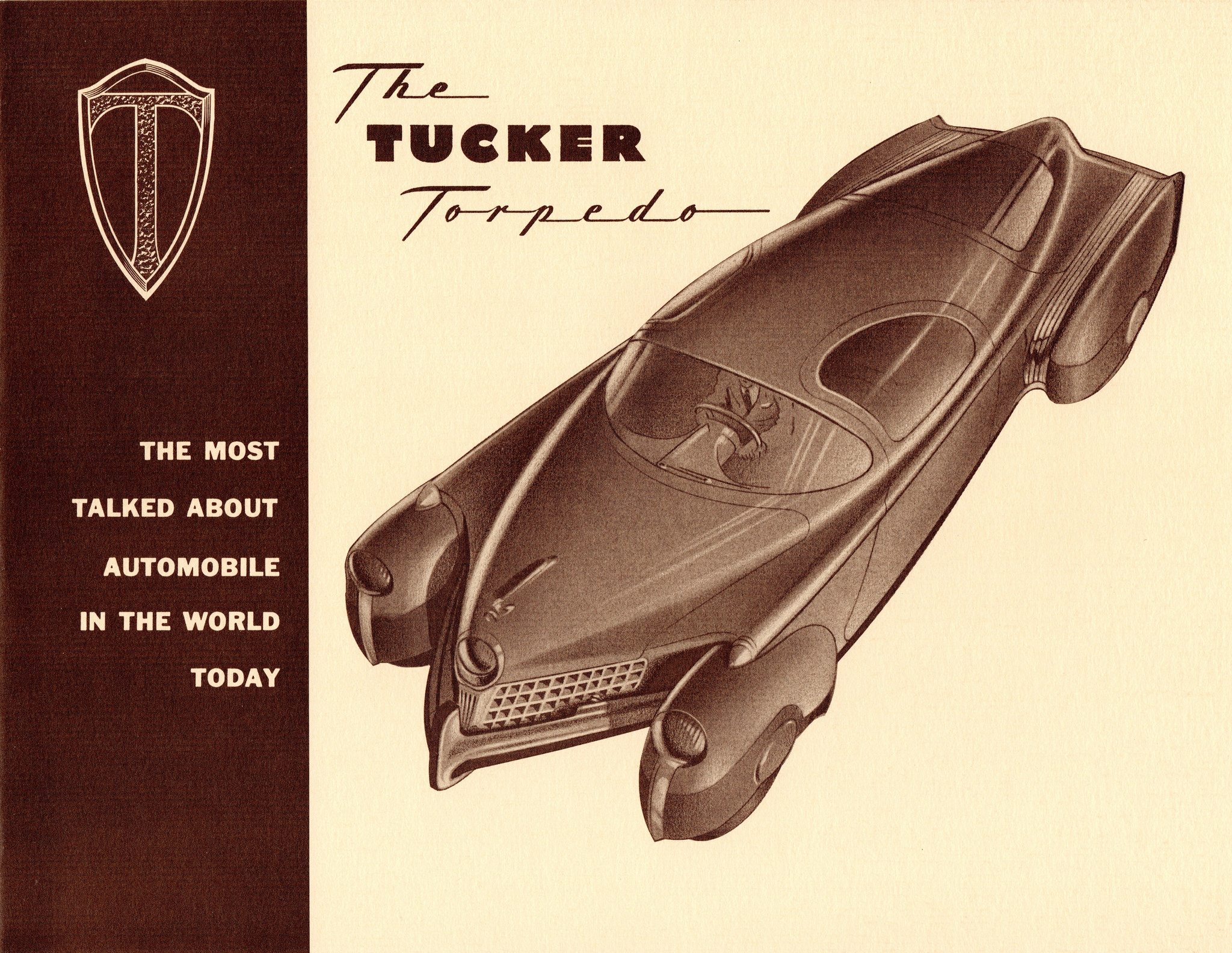 Tucker Torpedo Brochure, ca.1946 - Design Proposal which Lawson used to make the plaster model