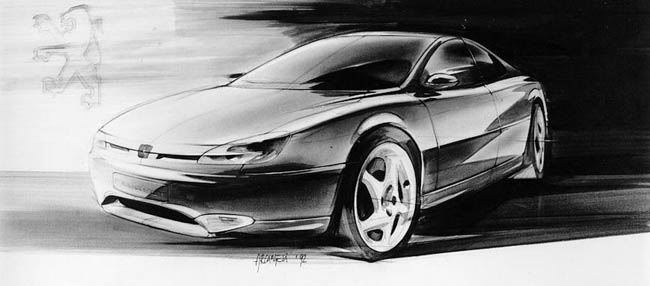 Peugeot 406 Coupe (Pininfarina) - Design Sketch by Davide Arcangeli