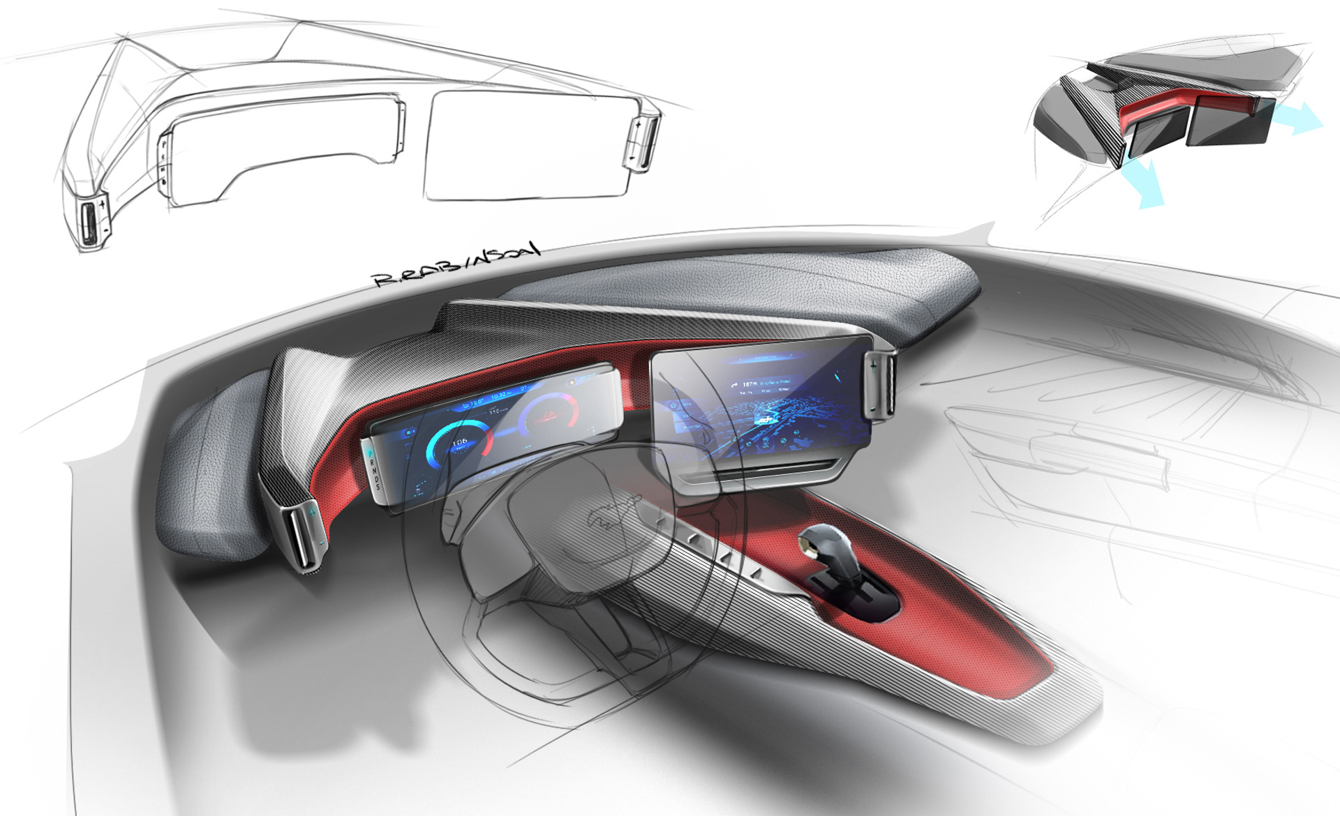 Ford Mustang, 2024 – Design Sketch – Interior