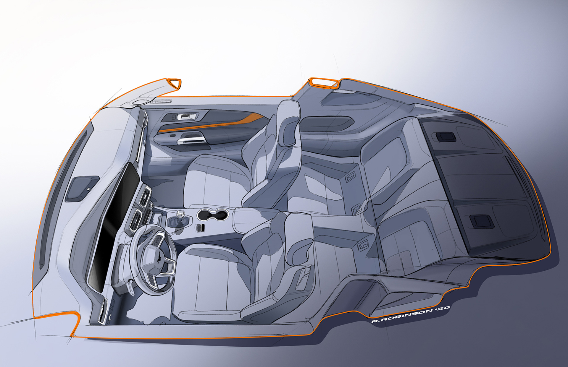 Ford Mustang, 2024 – Design Sketch – Interior