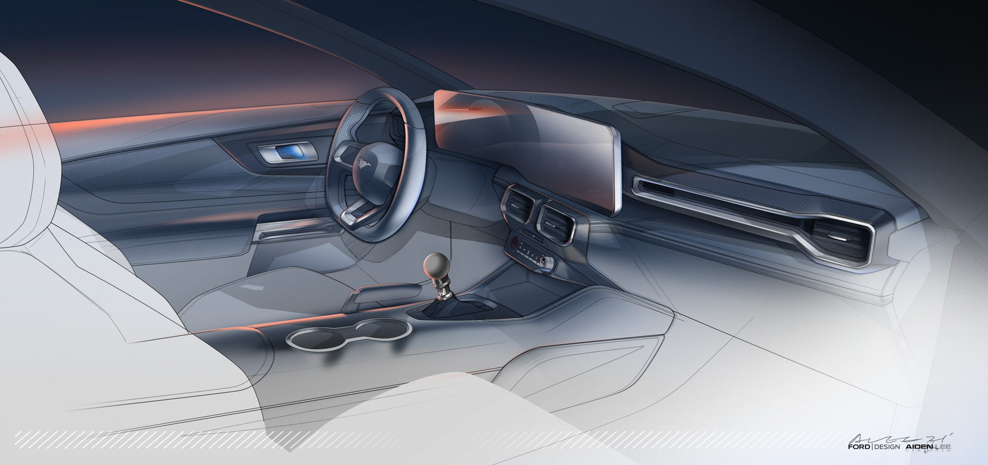 Ford Mustang, 2024 – Design Sketch – Interior