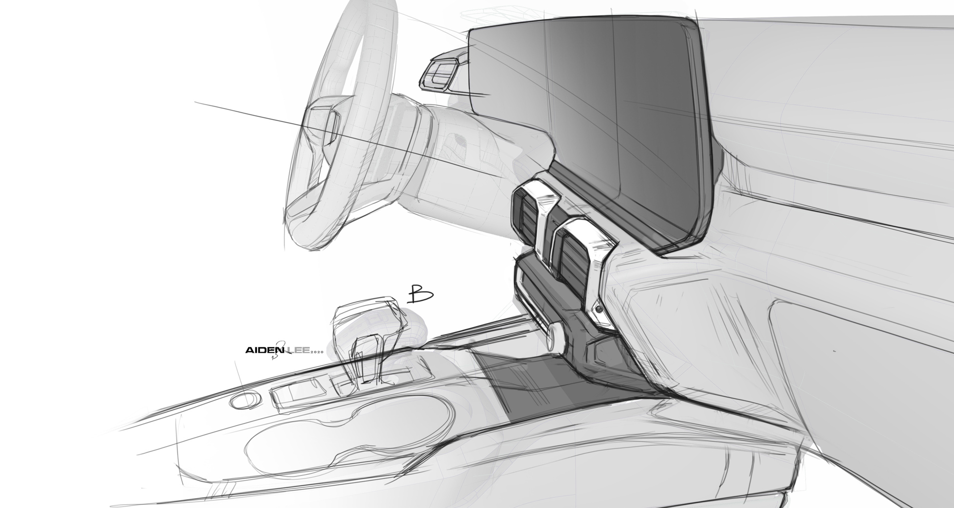 Ford Mustang, 2024 – Design Sketch – Interior