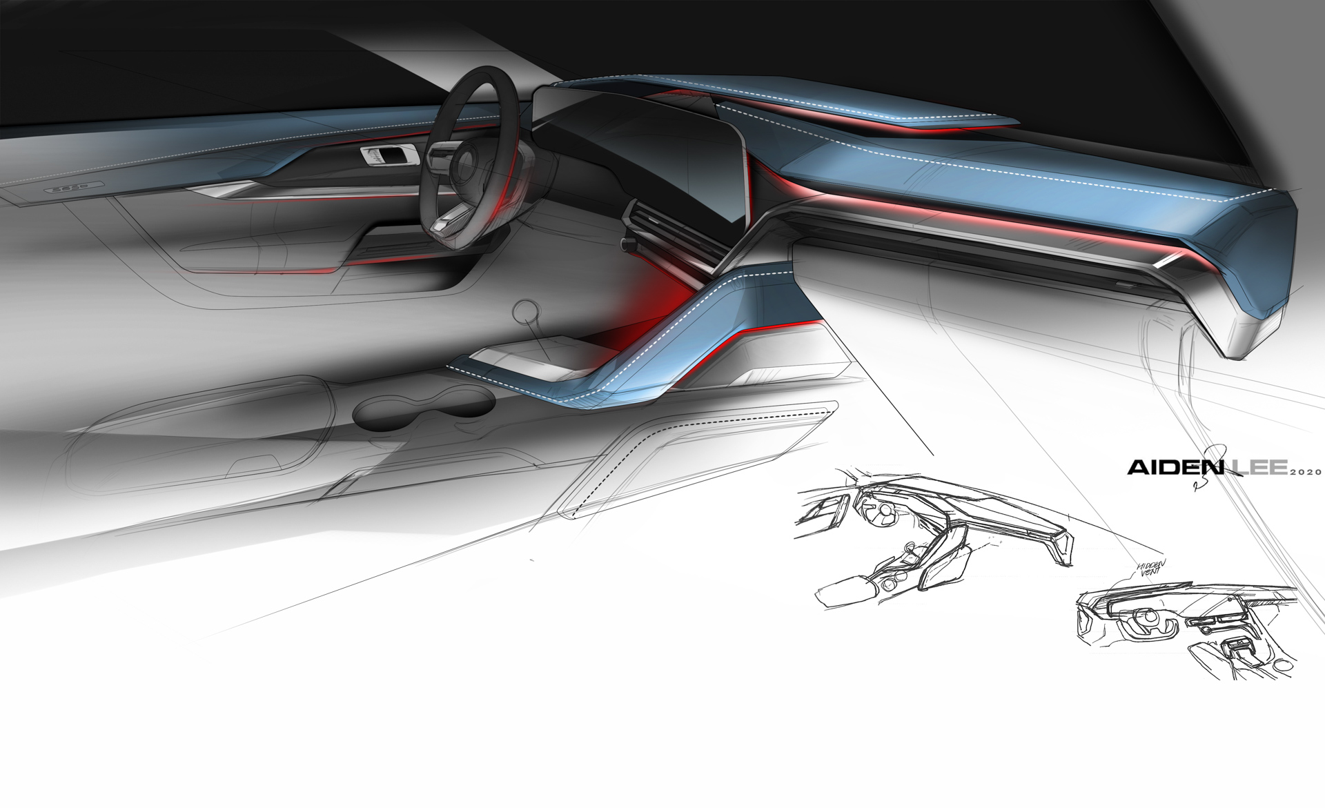 Ford Mustang, 2024 – Design Sketch – Interior