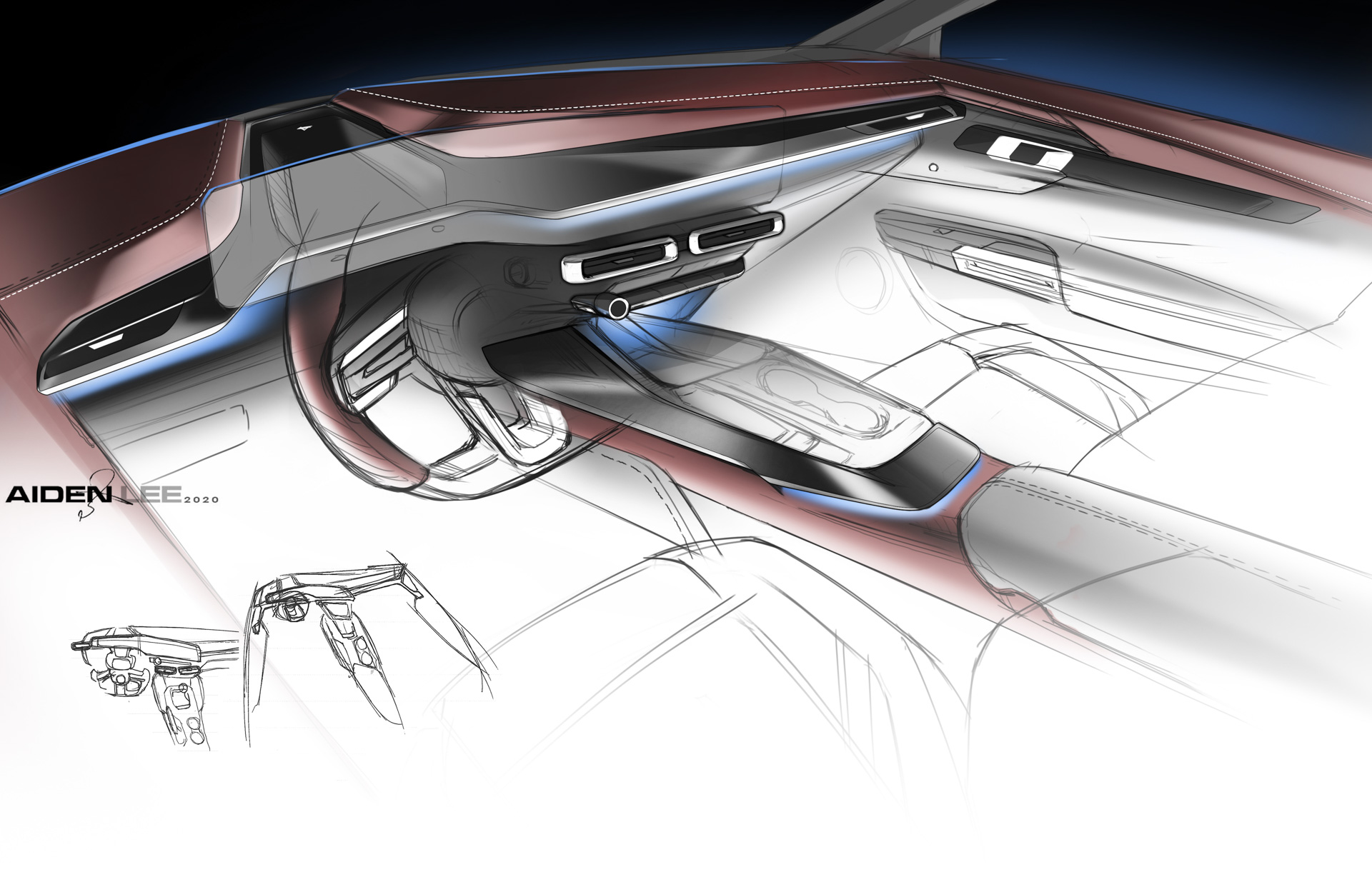 Ford Mustang, 2024 – Design Sketch – Interior