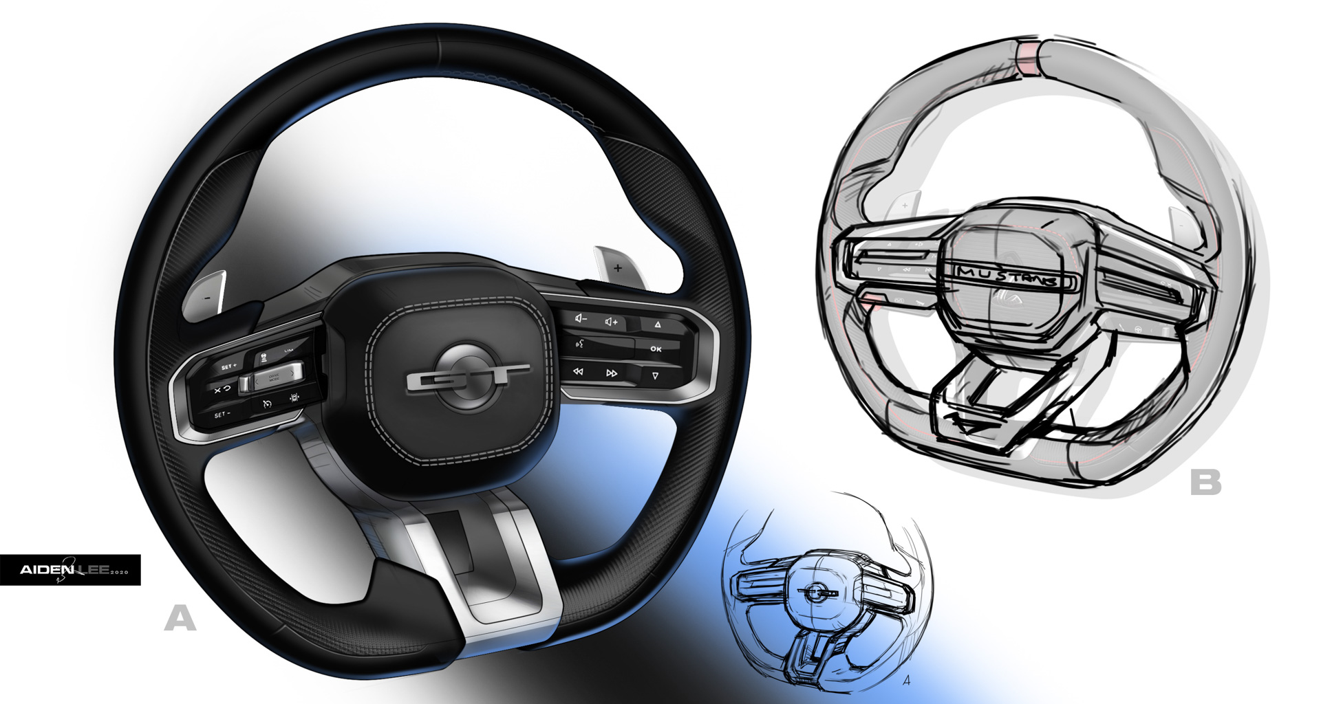 Ford Mustang, 2024 – Design Sketch – Interior