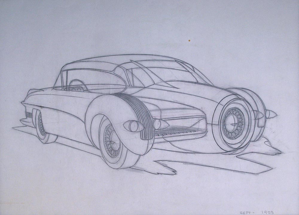 Pontiac Bonneville Special - Design Sketch, September 1953