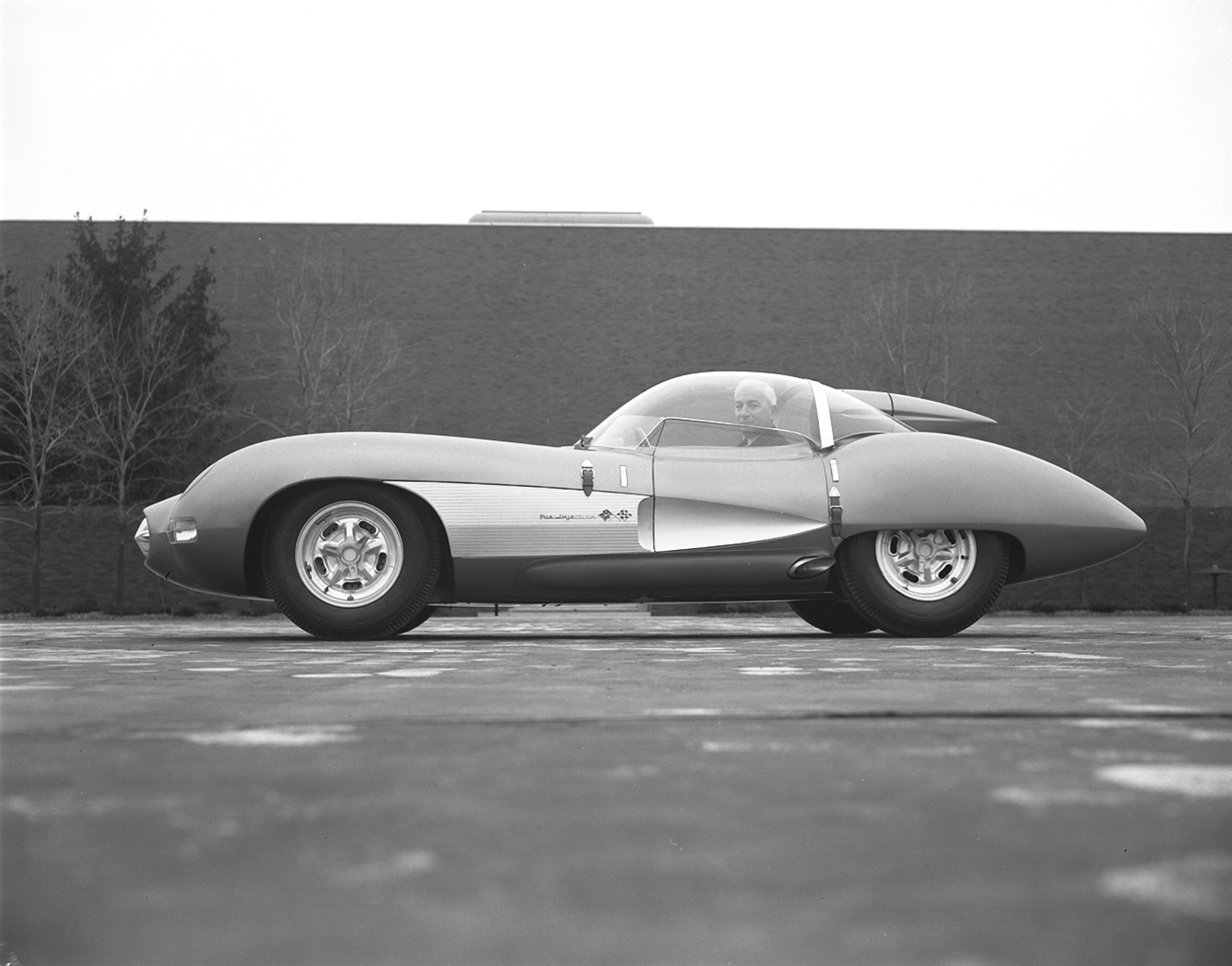 Zora Arkus-Duntov in 1957 Chevrolet Super Sport experimental car