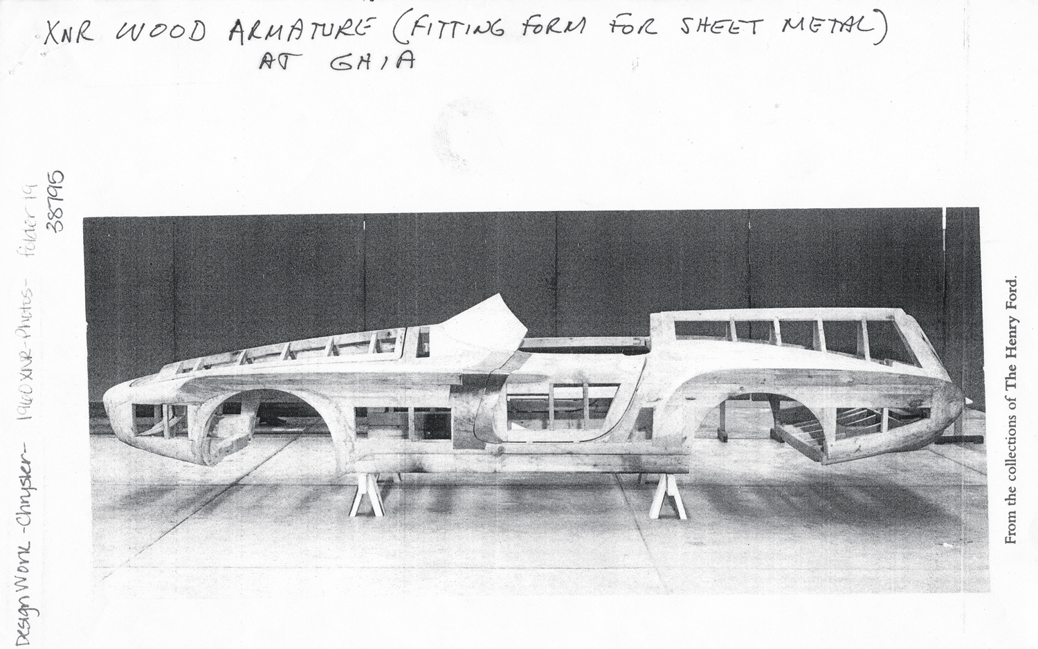 Wooden Buck Used to Shape Sheet Metal for Plymouth XNR 500 Concept Car