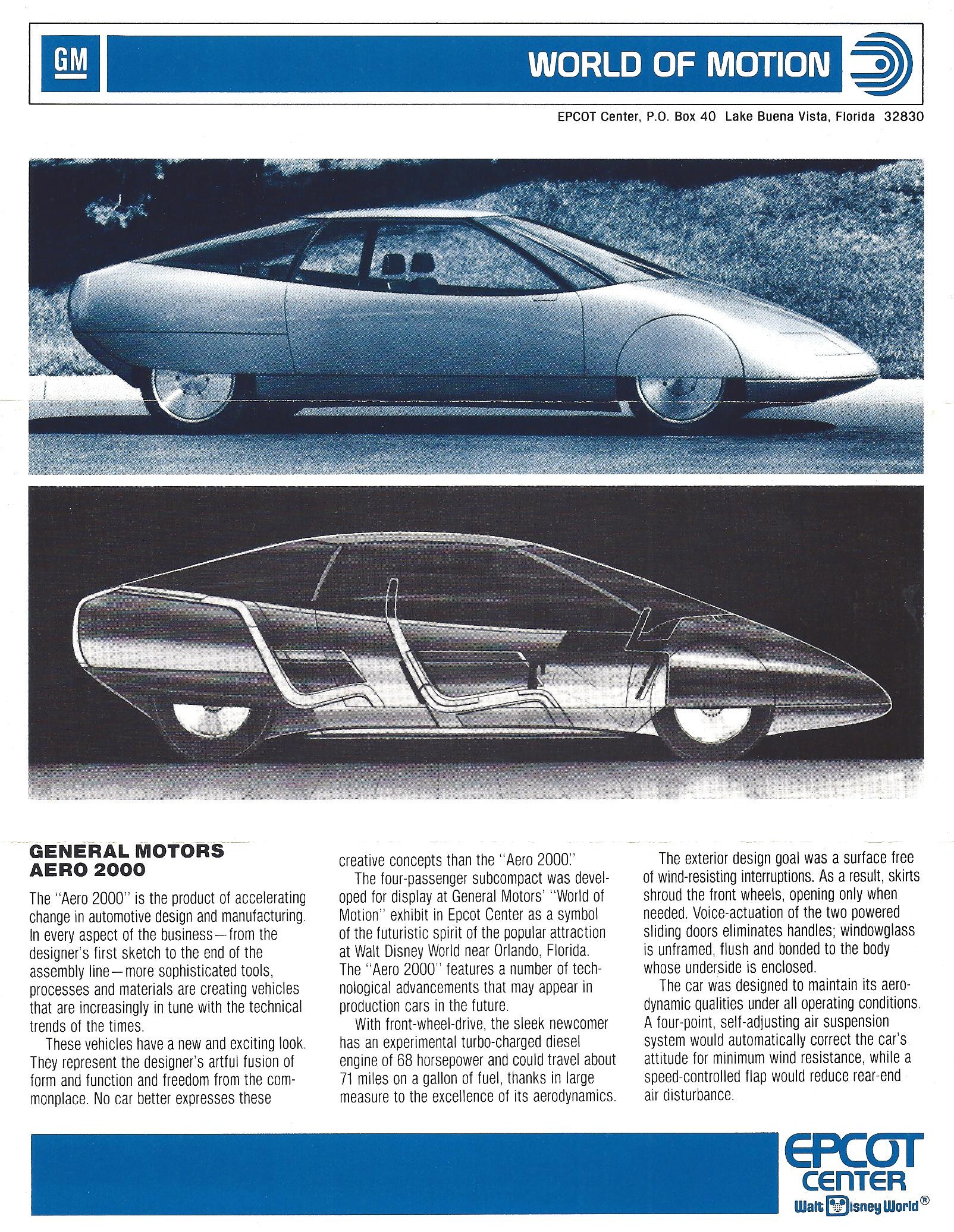 GM Aero2000, 1982 - Epcot Center Advertising