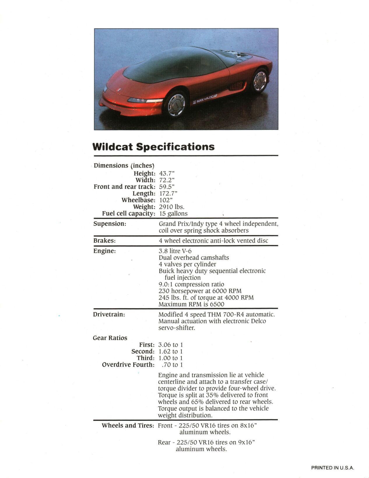 Buick WildCat, 1985 - Brochure