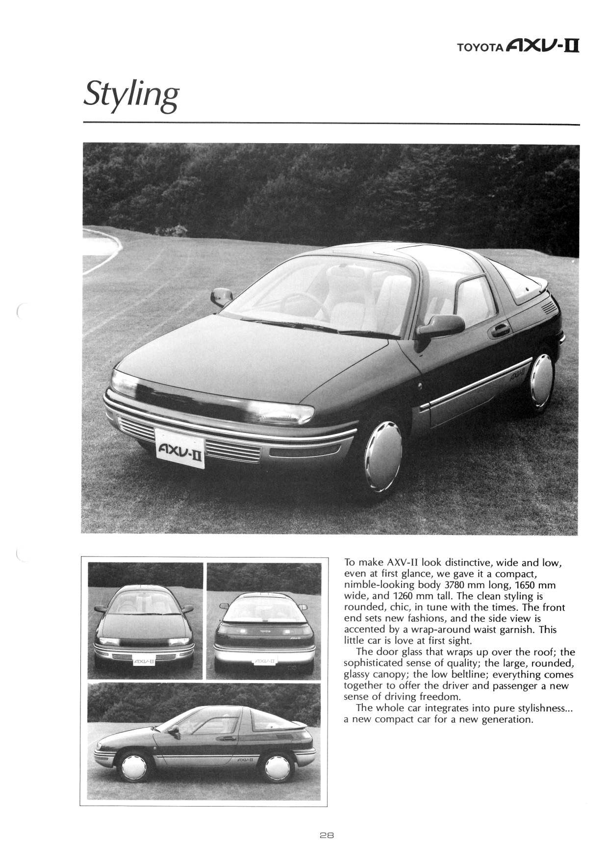 Toyota AXV-II Concept, 1987 - Brochure
