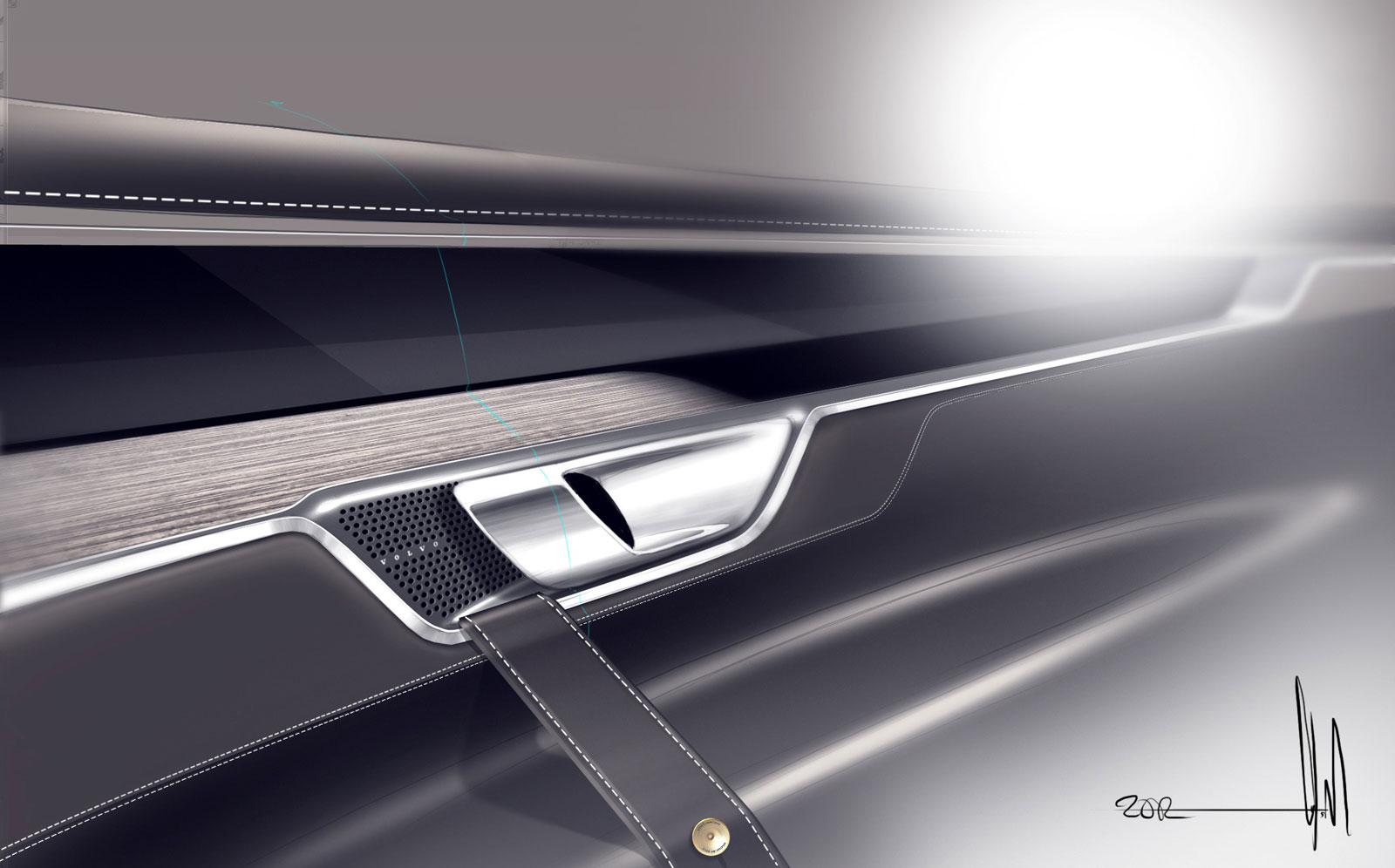 Volvo Concept Coupe, 2013 - Interior Design Sketch - Door Panel 