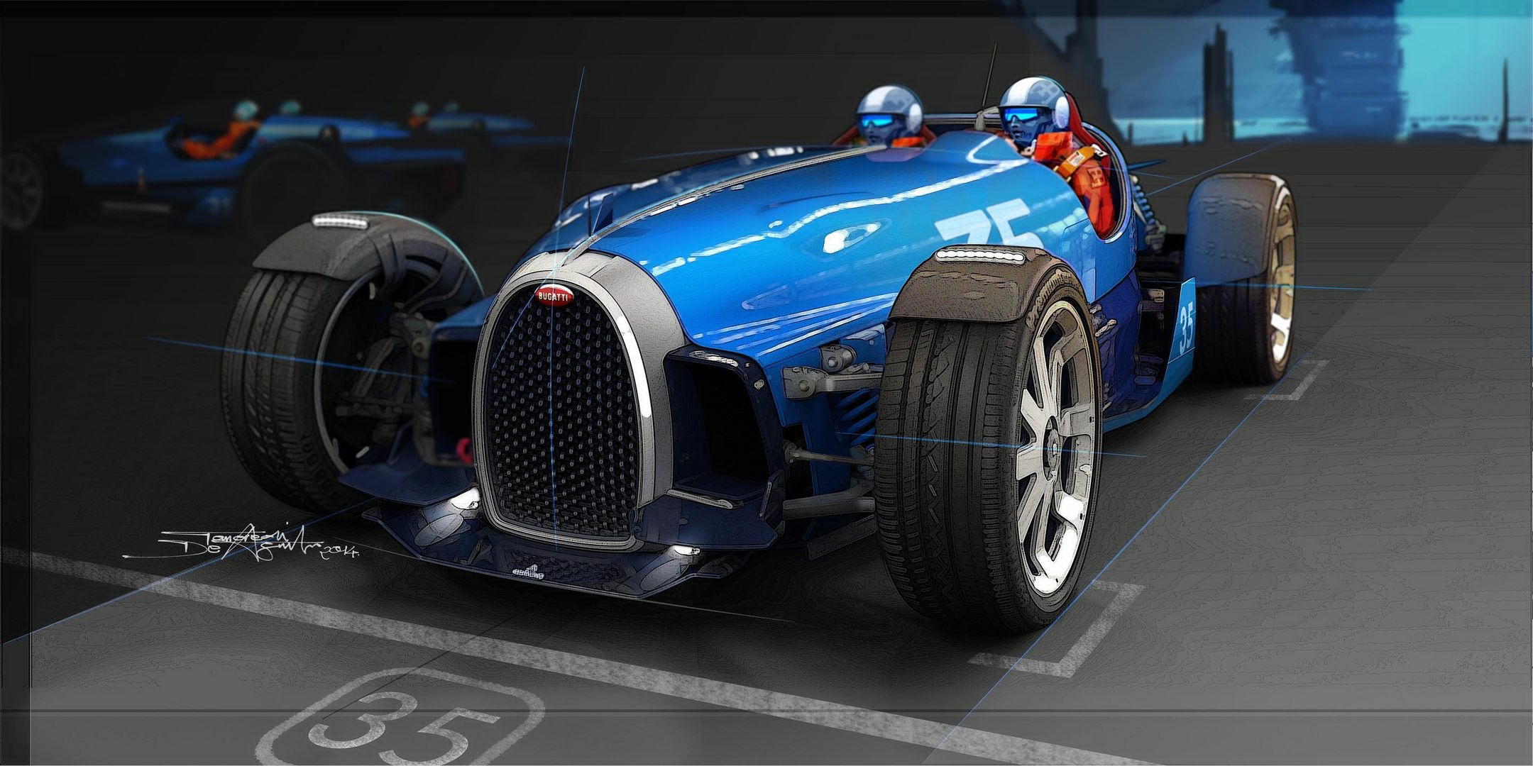 Bugatti Type 35D – Design Sketch by Tancredi De Aguilar, 2014