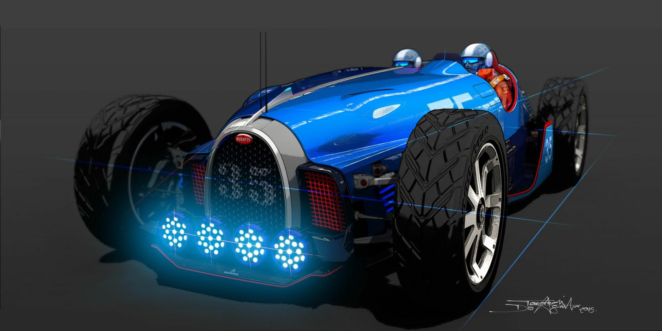 Bugatti Type 35D – Design Sketch by Tancredi De Aguilar, 2015