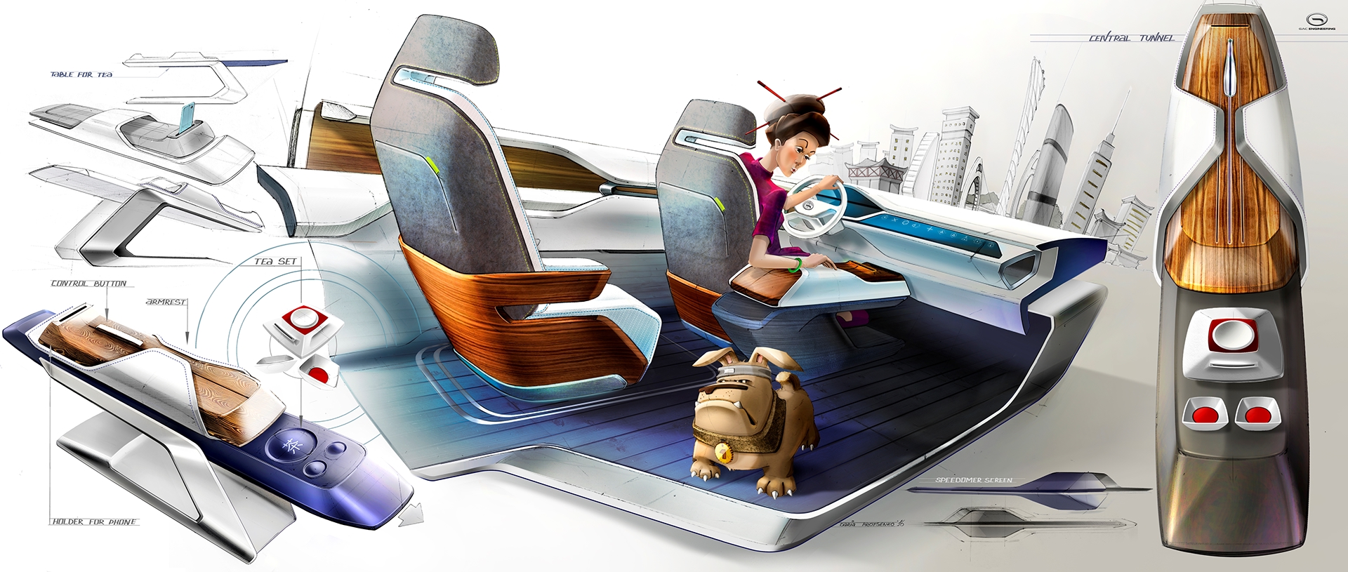 GAC i-Lounge Concept, 2015 - Interior Design Sketch by Daria Protsenko