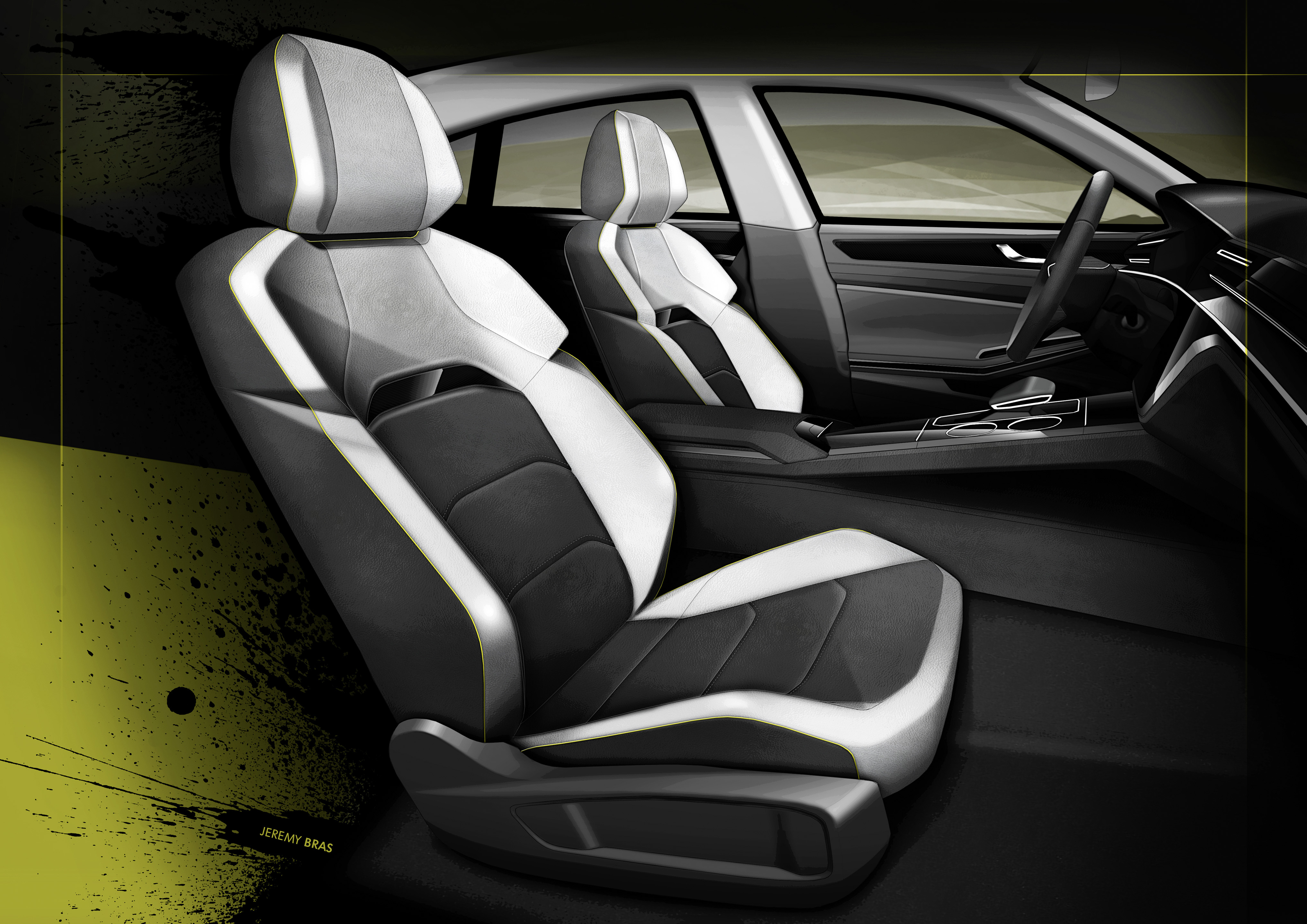 Volkswagen Sport Coupe Concept GTE, 2015 - Interior Design Sketch