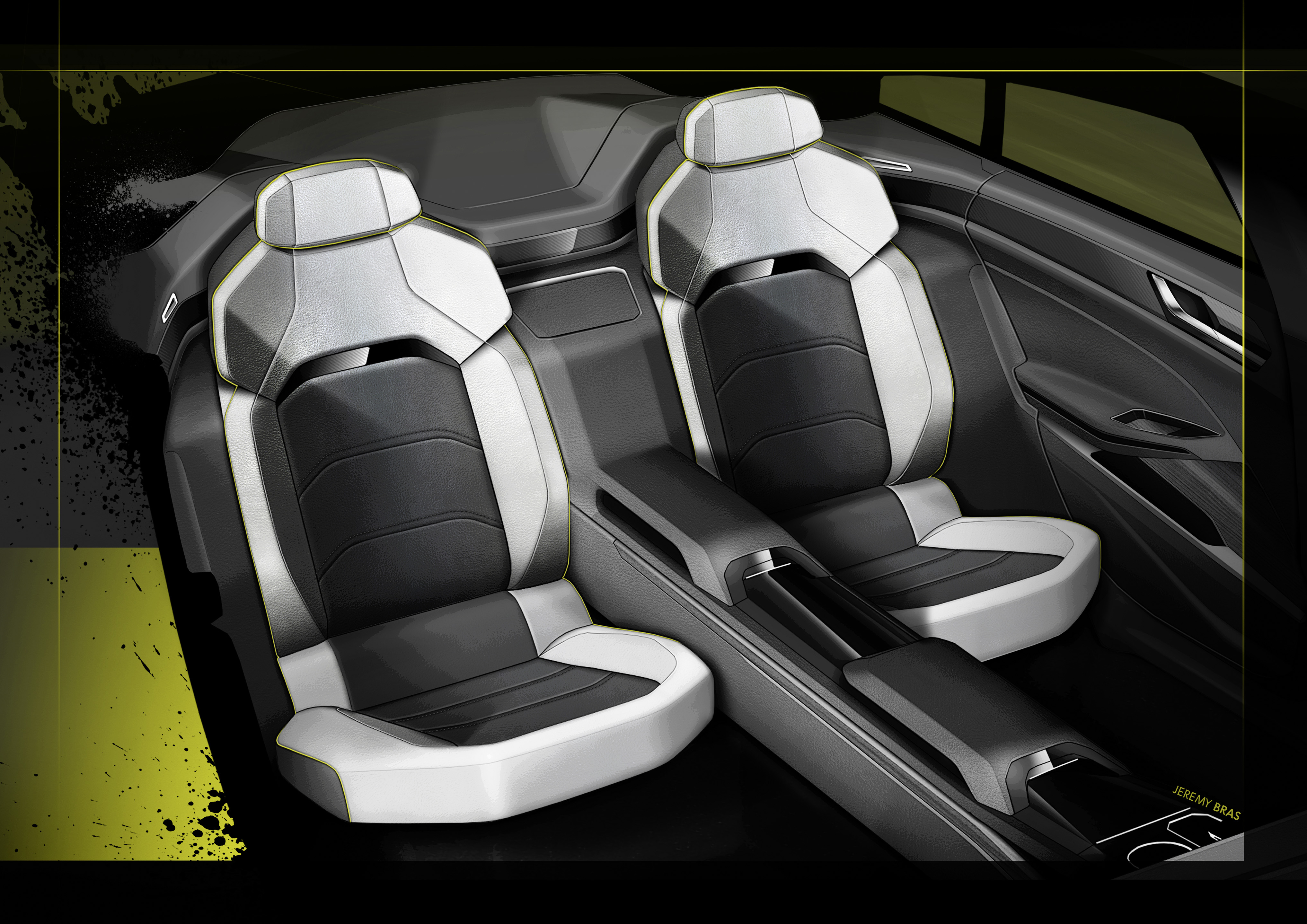 Volkswagen Sport Coupe Concept GTE, 2015 - Interior Design Sketch