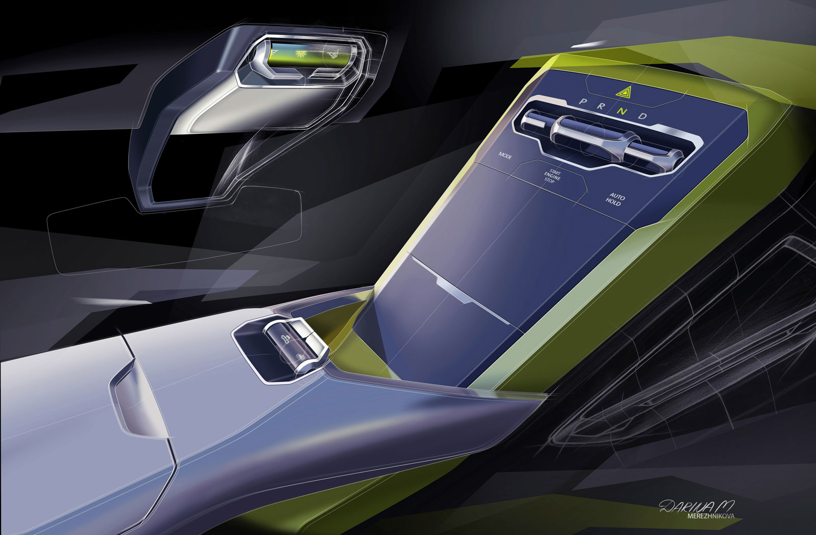 Volkswagen T-Cross Breeze Concept, 2016 - Interior Design Sketch