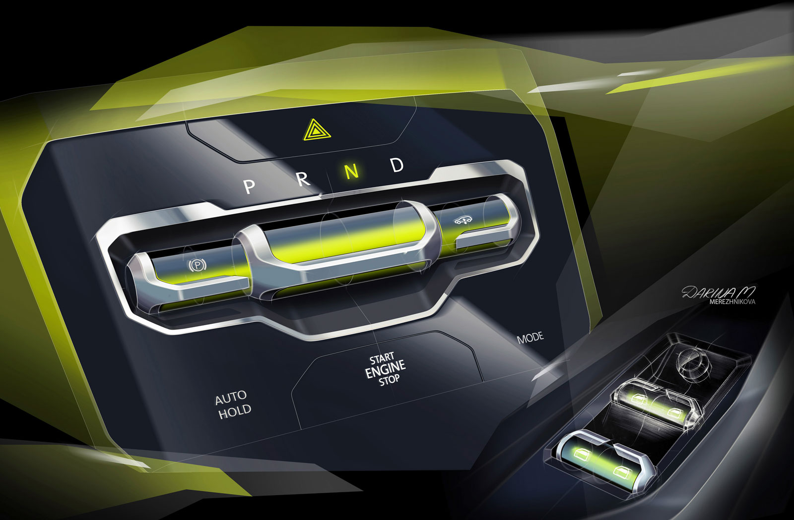 Volkswagen T-Cross Breeze Concept, 2016 - Interior Design Sketch