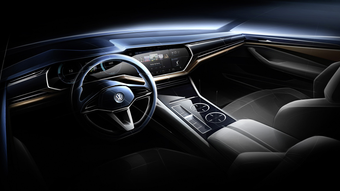 Volkswagen T-Prime Concept GTE, 2016 - Interior Design Sketch