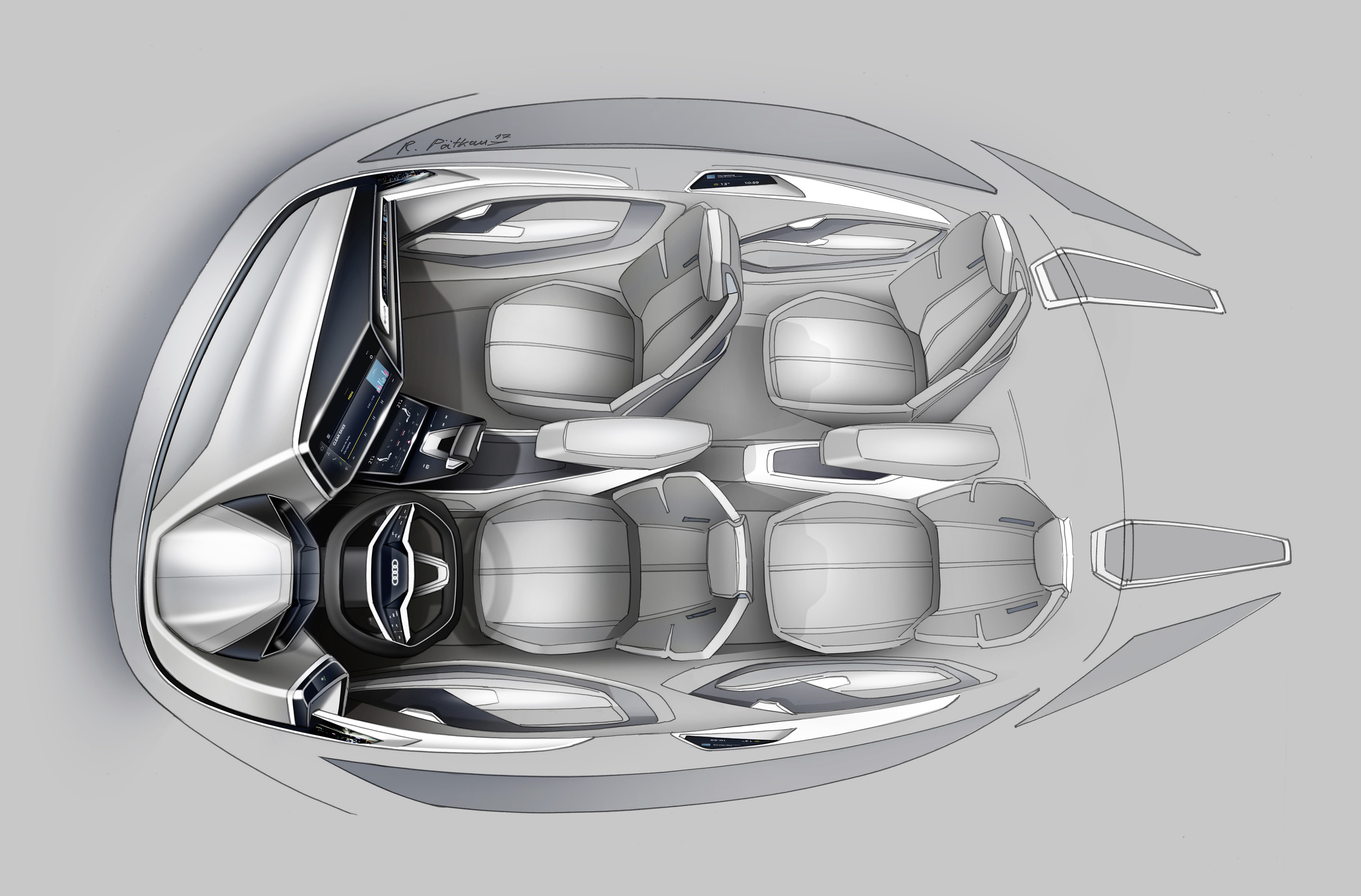Audi E-Tron Sportback Concept, 2017 - Interior Design Sketch