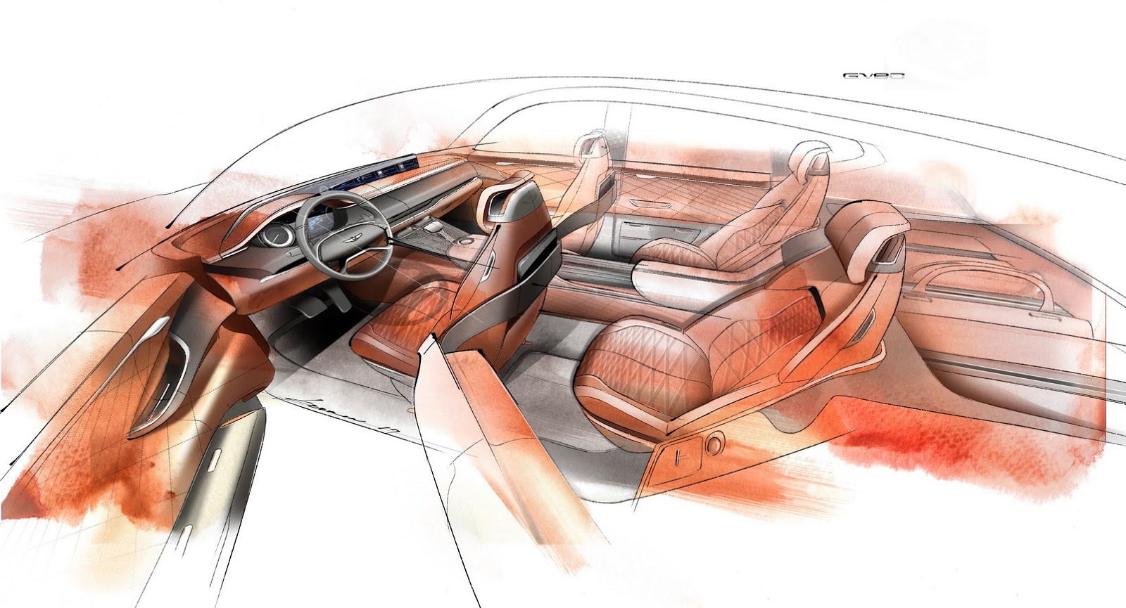 Genesis GV80 Concept, 2017 - Interior Design Sketch