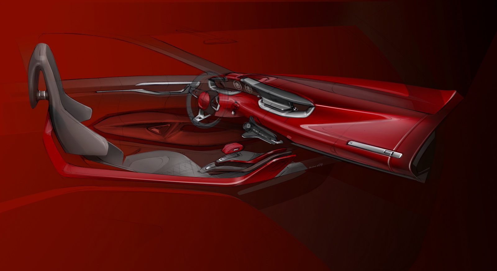 Kia Proceed Concept, 2017 - Interior Design Sketch