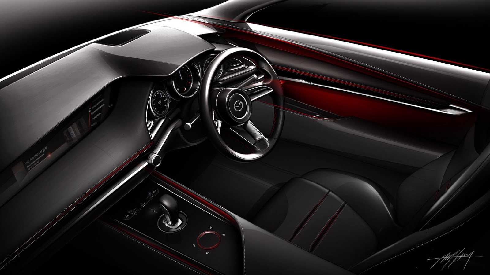 Mazda Kai Concept, 2017 - Interior Design Sketch
