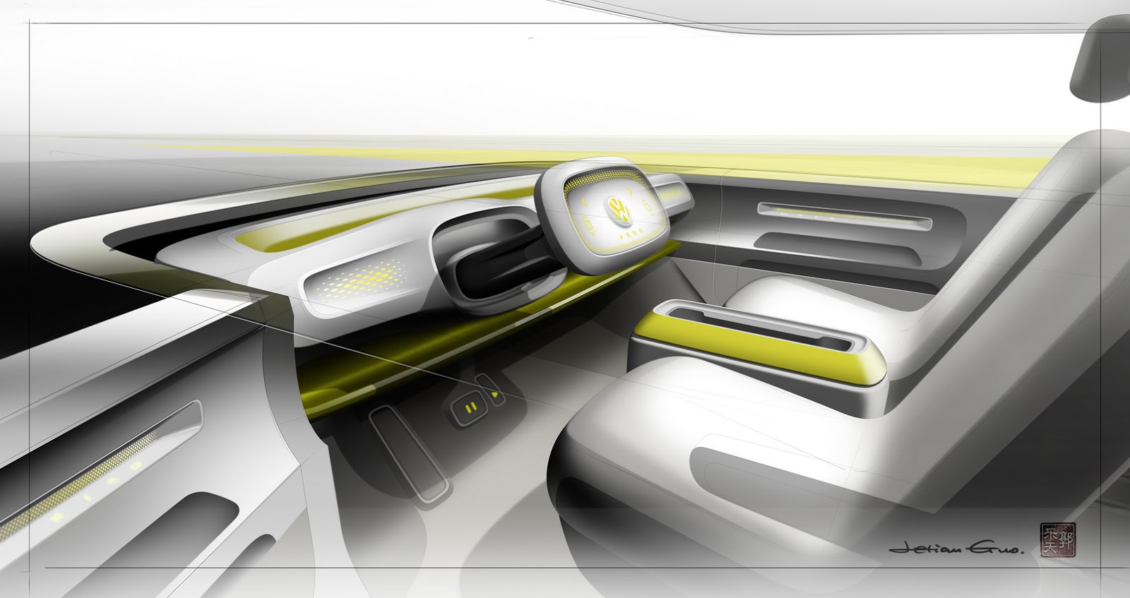 Volkswagen I.D. Buzz Concept, 2017 - Interior Design Sketch