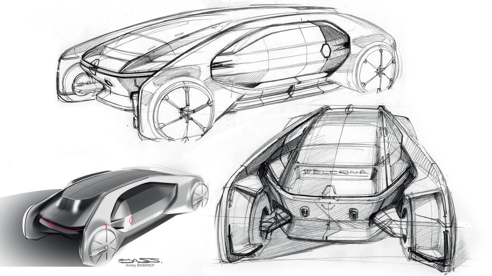 Renault EZ-GO Concept, 2018 - Design Sketches by Andrey Basmanov