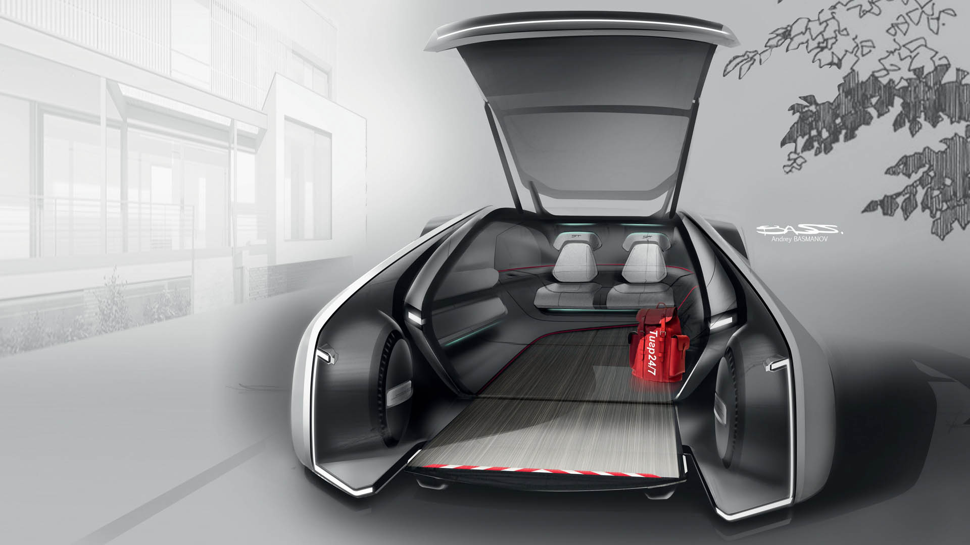 Renault EZ-GO Concept, 2018 - Design Sketch by Andrey Basmanov