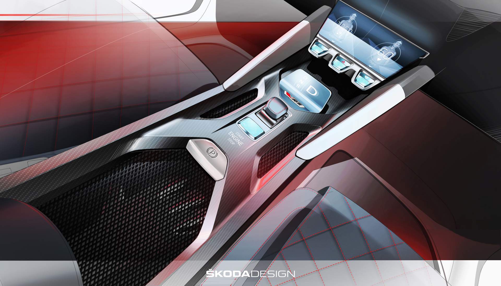 Skoda Vision RS Concept, 2018 - Design Sketch - Interior