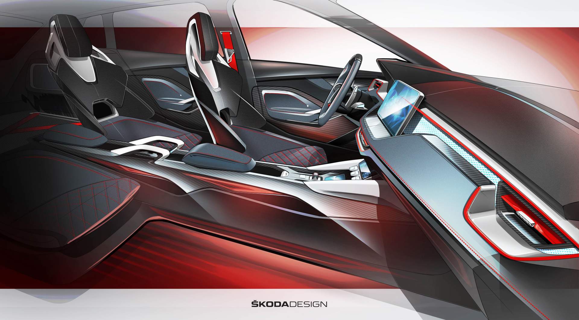 Skoda Vision RS Concept, 2018 - Design Sketch - Interior