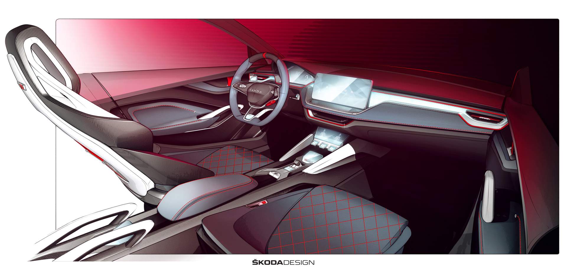 Skoda Vision RS Concept, 2018 - Design Sketch - Interior