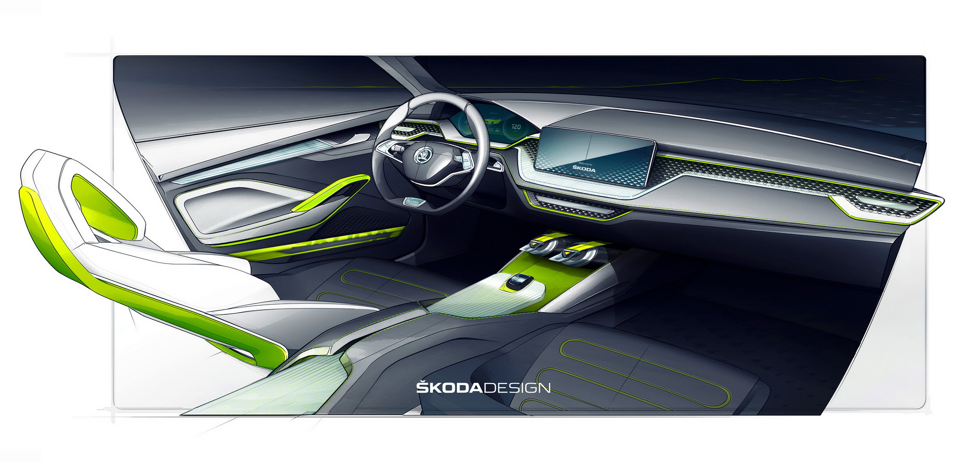 Skoda Vision X Concept, 2018 - Interior Design Sketch