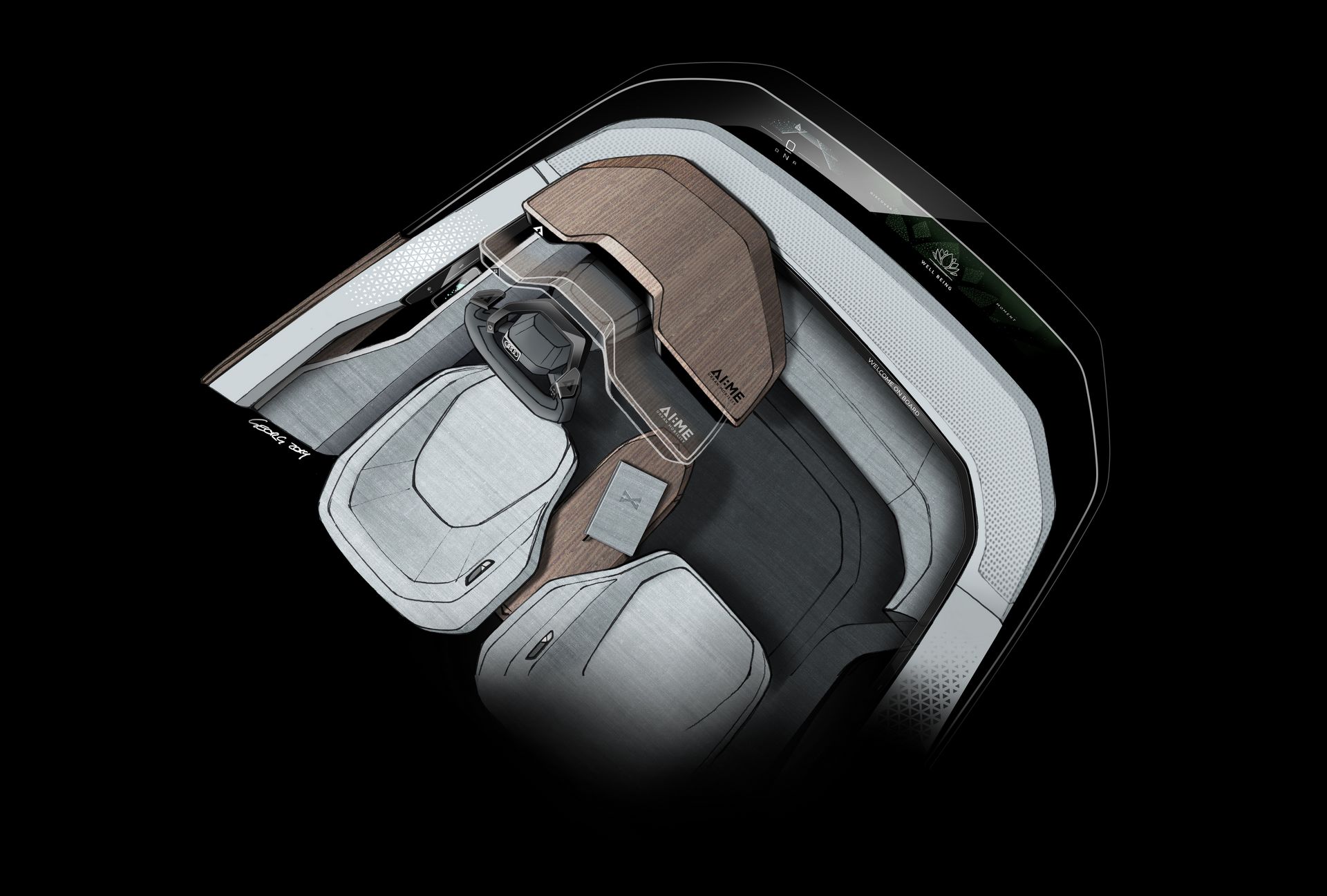 Audi AI:ME Concept, 2019 - Design Sketch - Interior