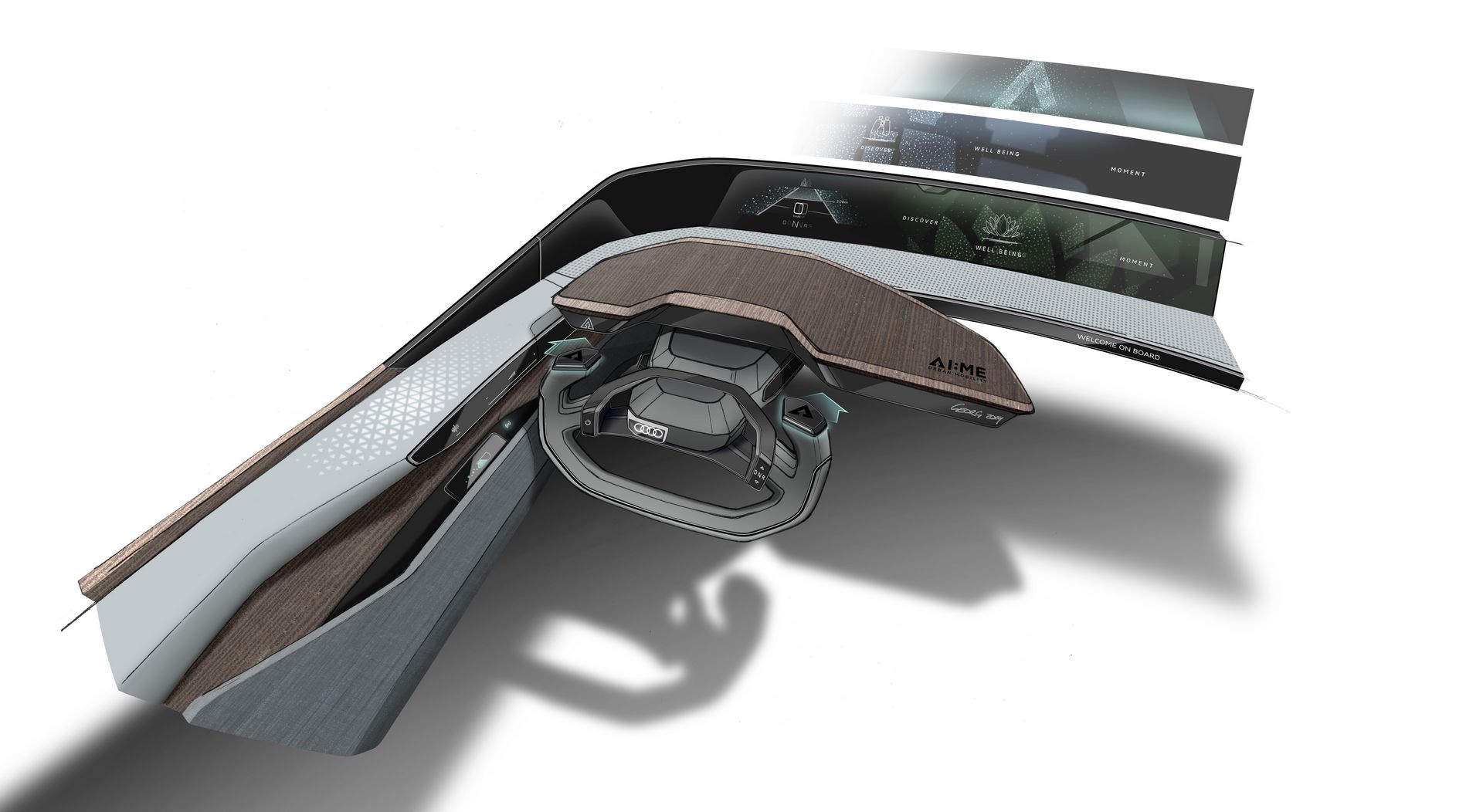 Audi AI:ME Concept, 2019 - Design Sketch - Interior