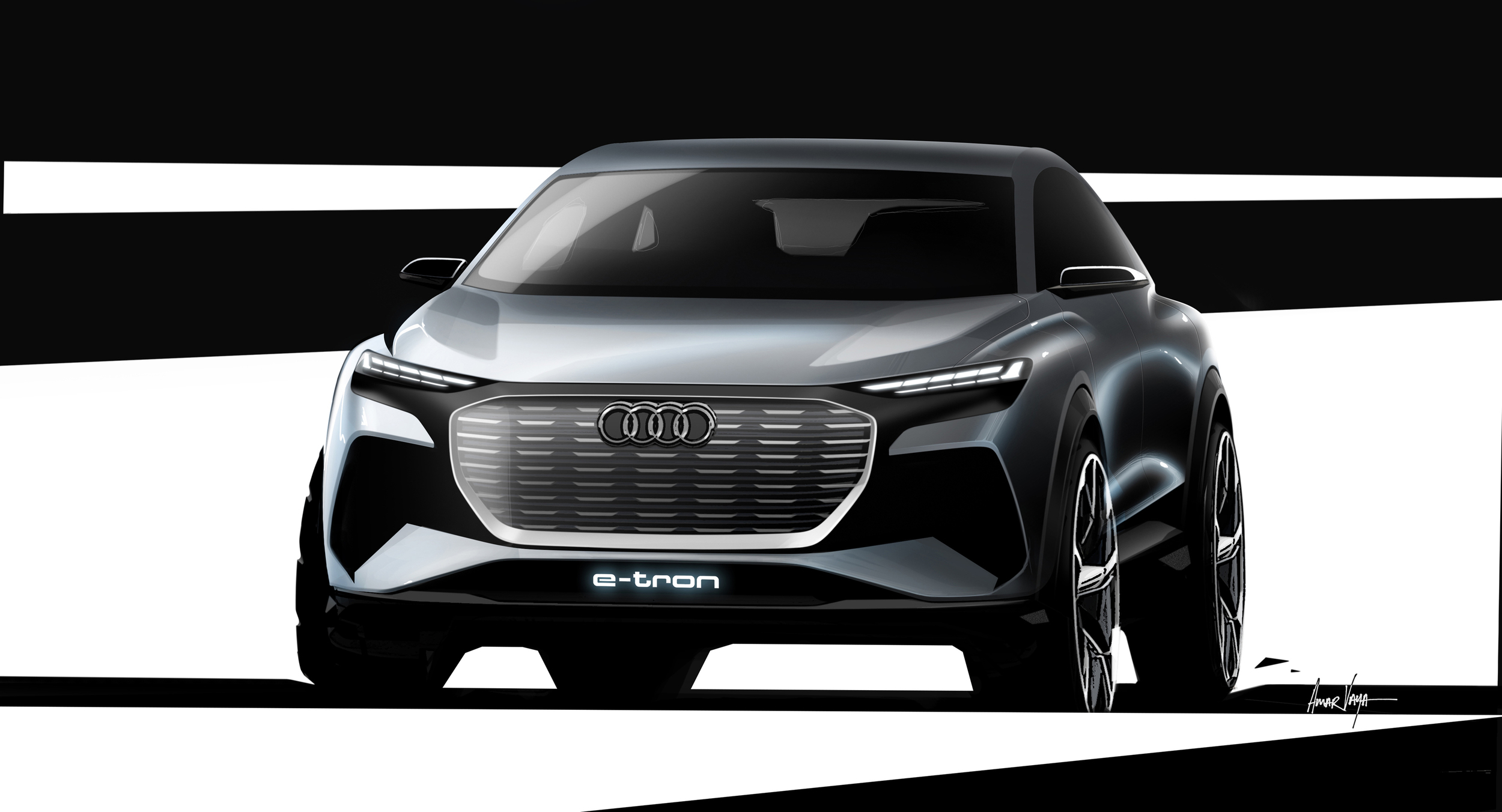 Audi Q4 e-Tron Concept, 2019 - Design Sketch