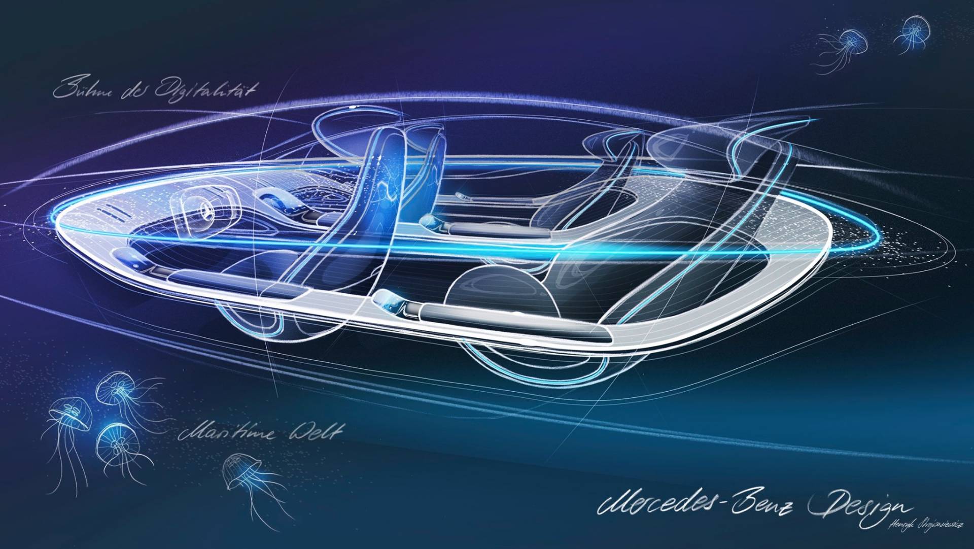 Mercedes-Benz Vision EQS Concept, 2019 - Design Sketch - Interior