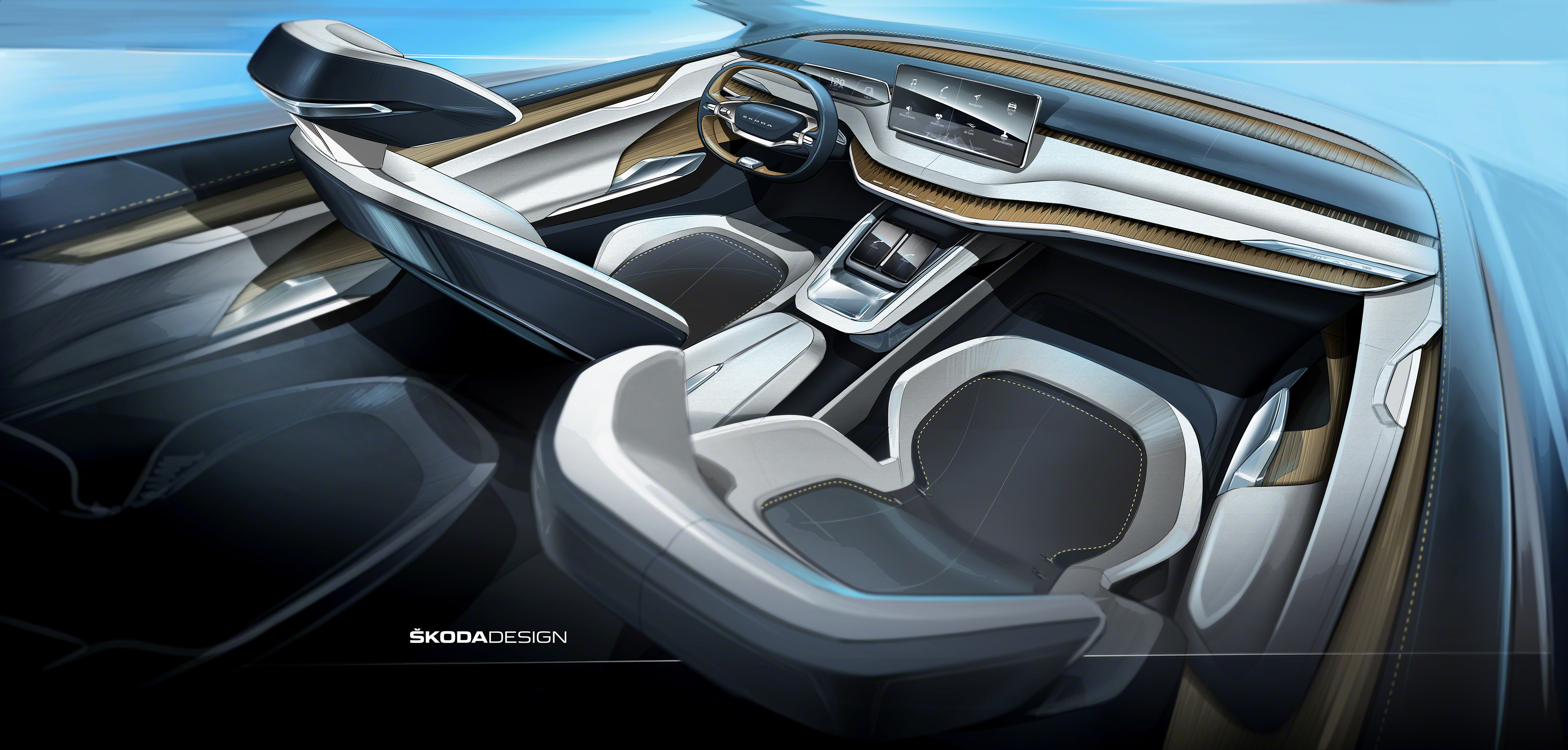 Skoda Vision iV Concept, 2019 - Interior Design Sketch