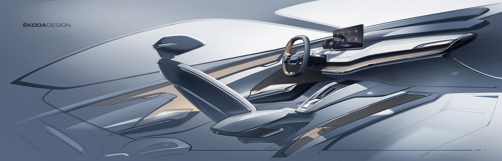 Skoda Vision iV Concept, 2019 - Interior Design Sketch