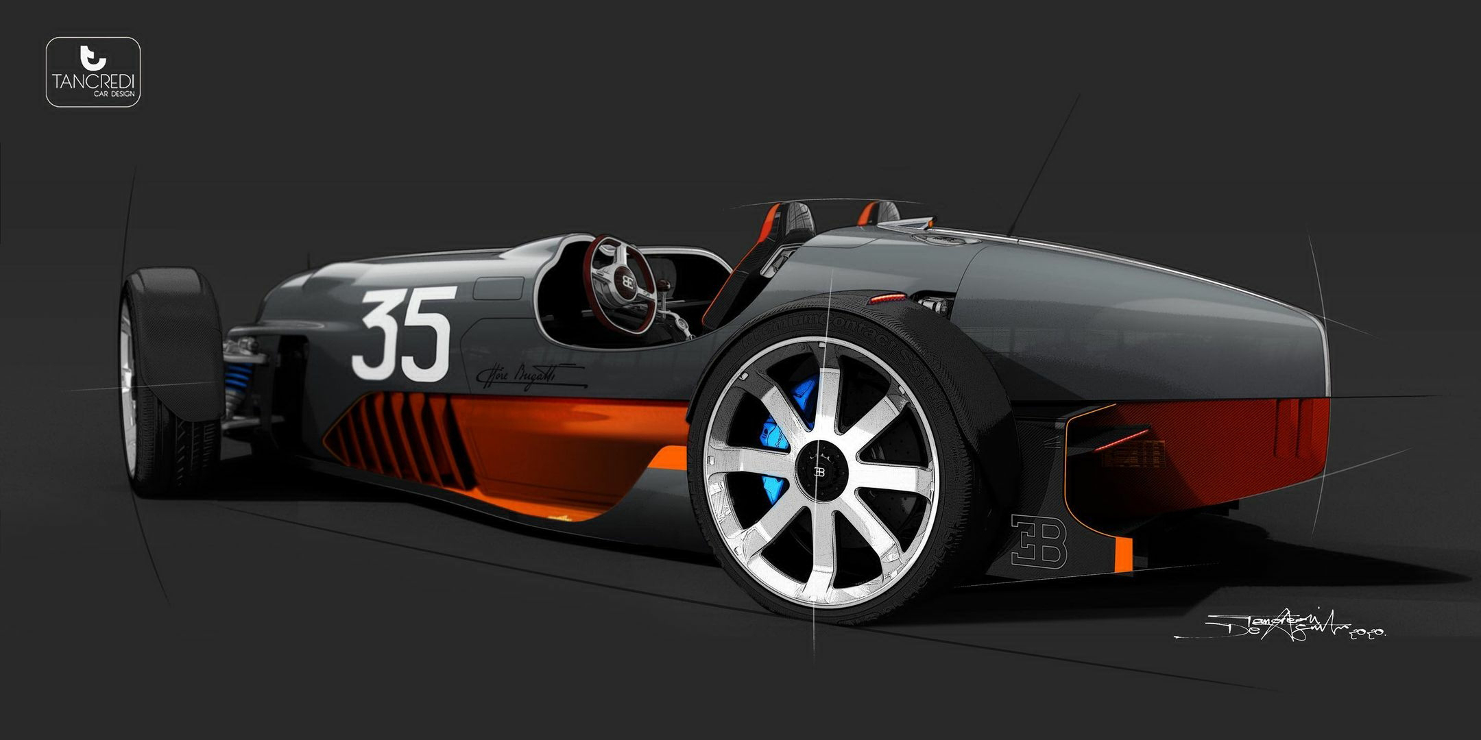 Bugatti Type 35D – Design Sketch by Tancredi De Aguilar, 2020