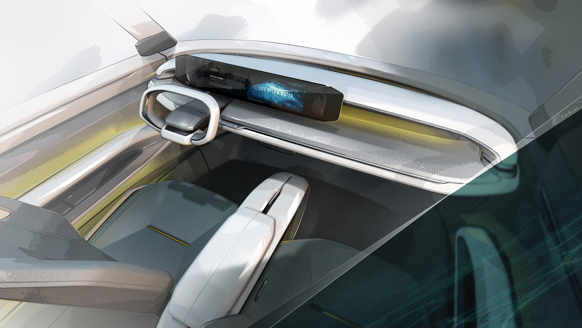 Kia EV9 Concept, 2021 – Design Sketch – Interior