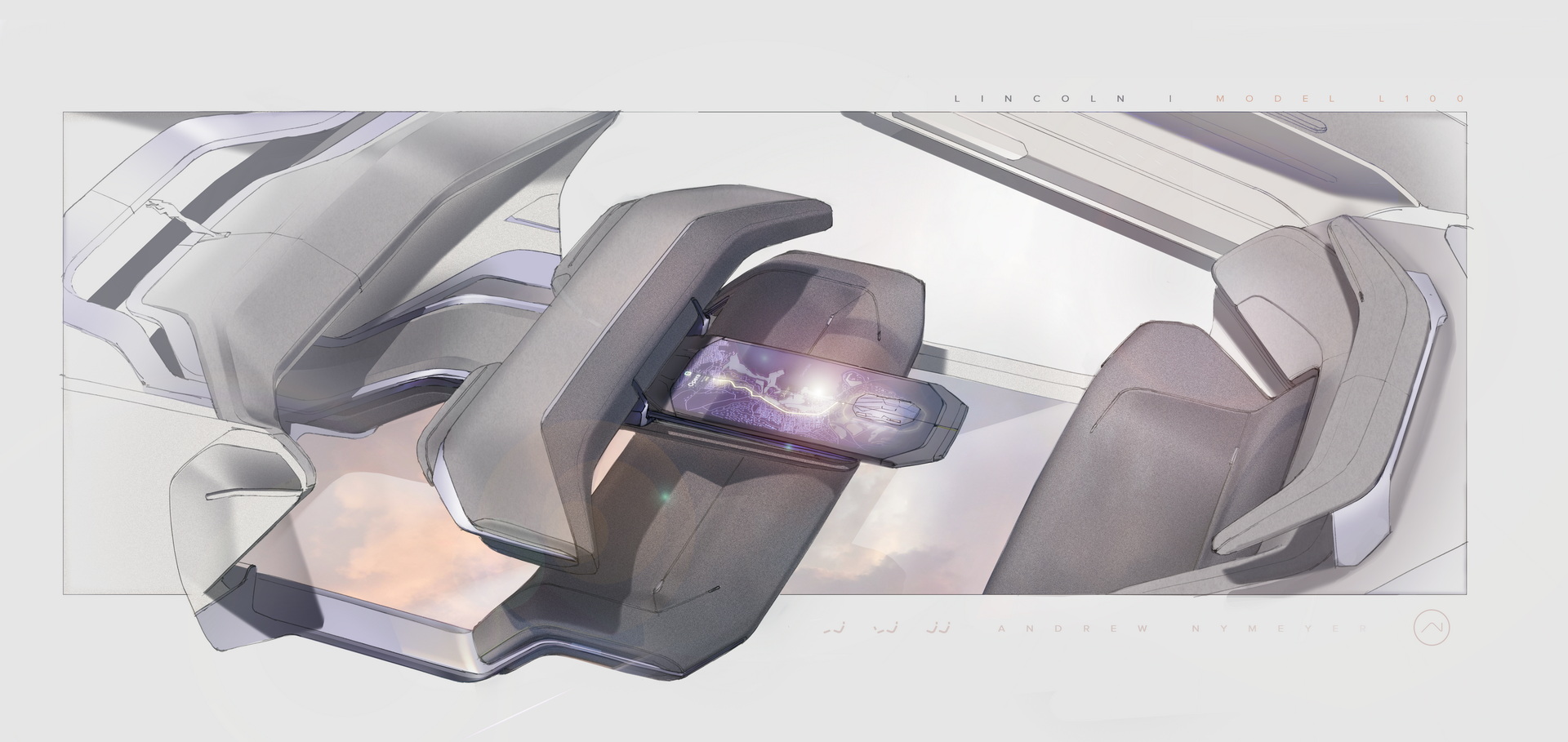 Lincoln Model L100 Concept, 2022 – Design Sketch – Interior
