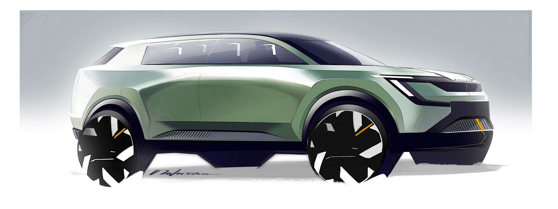 Skoda Vision 7S Concept, 2022 – Design Sketch