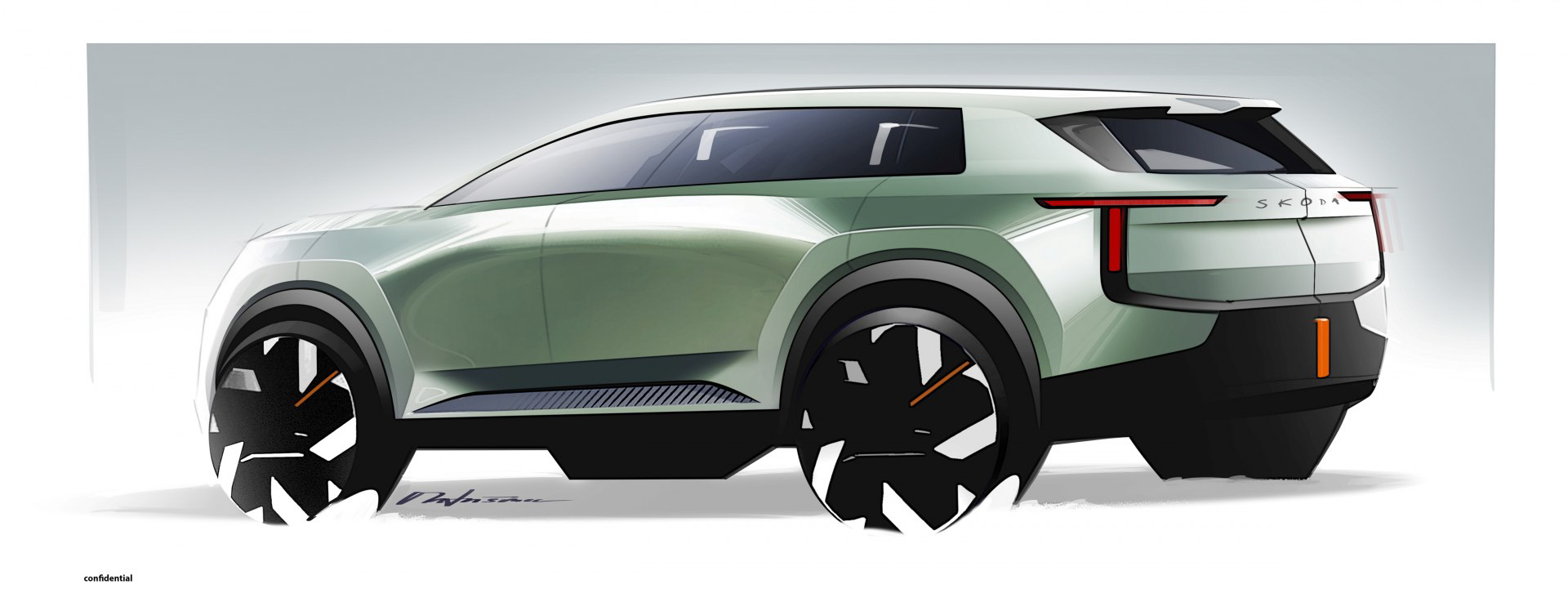 Skoda Vision 7S Concept, 2022 – Design Sketch