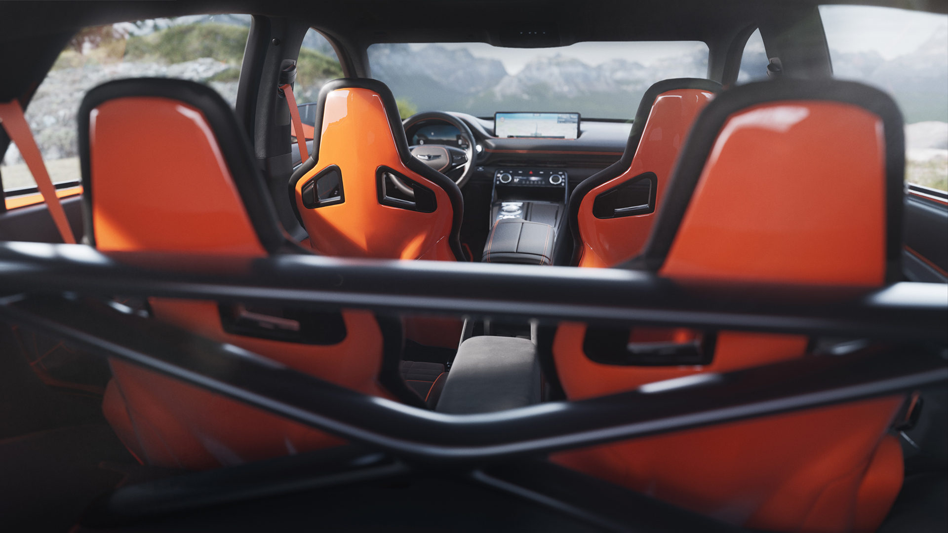 The G-Matrix Strut Brace is applied to the trunk, which not only enhances the dynamic presence of the concept car but also reinforces the vehicle structural stiffness behind the bucket seats.