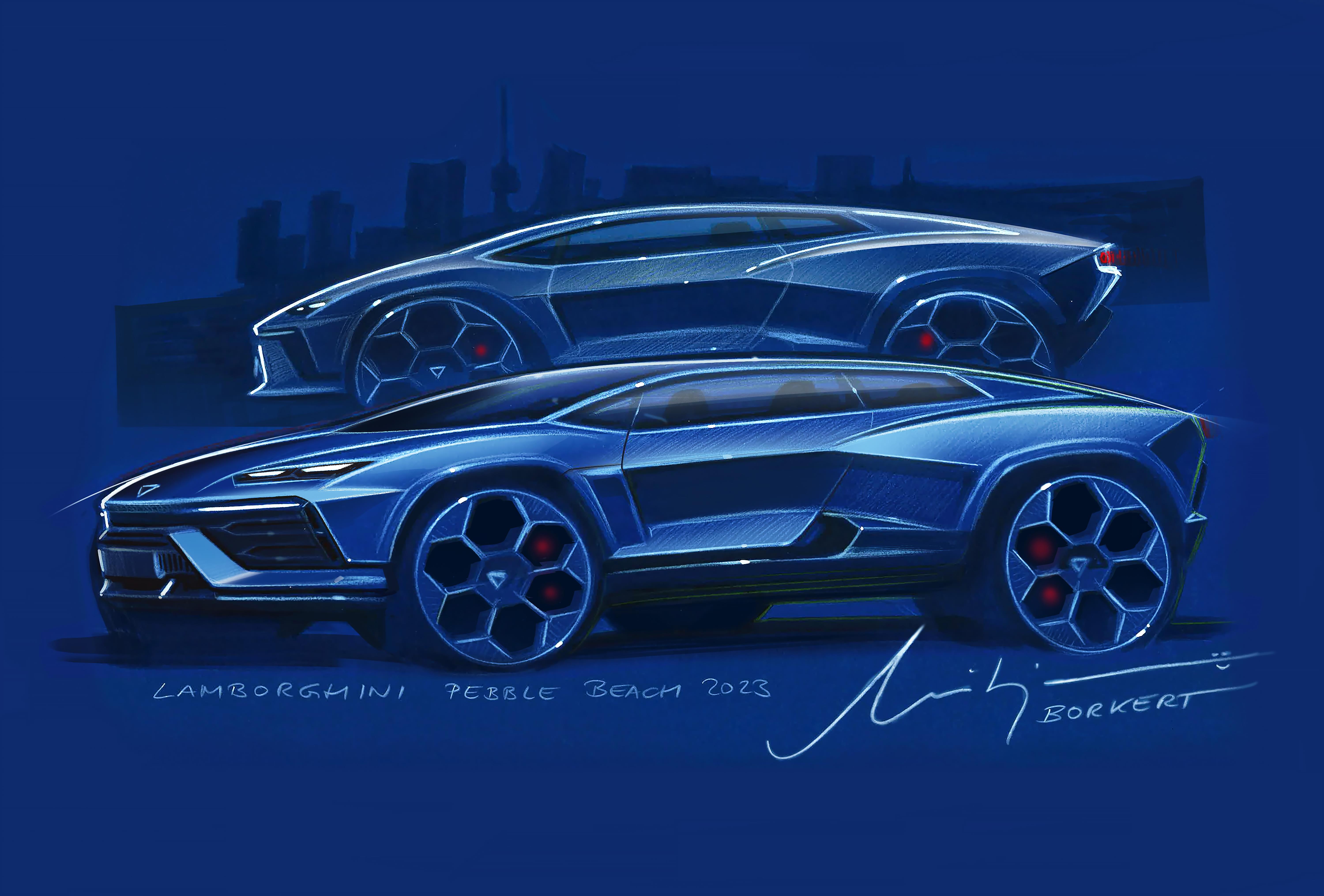 Lamborghini Lanzador Concept, 2023 – Design Sketch by Mitja Borkert