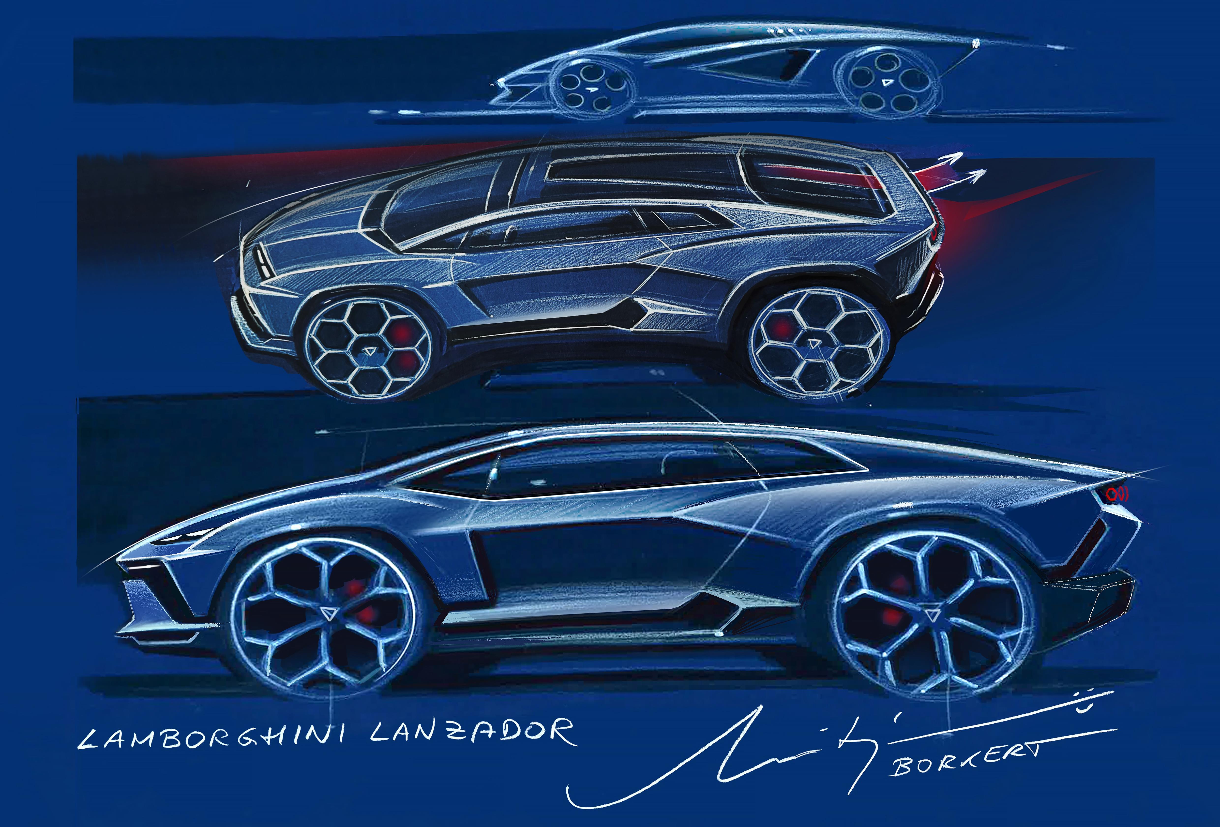 Lamborghini Lanzador Concept, 2023 – Design Sketch by Mitja Borkert